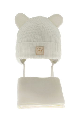 Ensemble d'hiver fille: bonnet et écharpe, crème, Antola