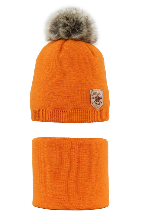 Jongens winter set, oranje, pompon, Apolin
