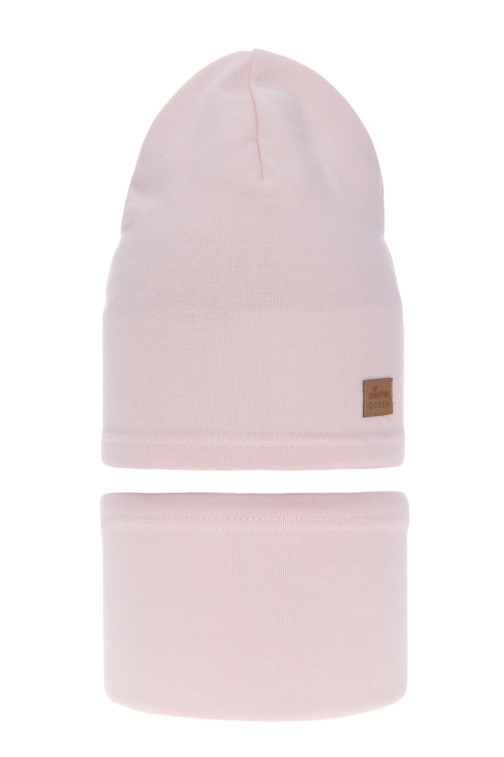 Meisjes herfst/lente set muts en buissjaal, roze, katoenen, Selfie