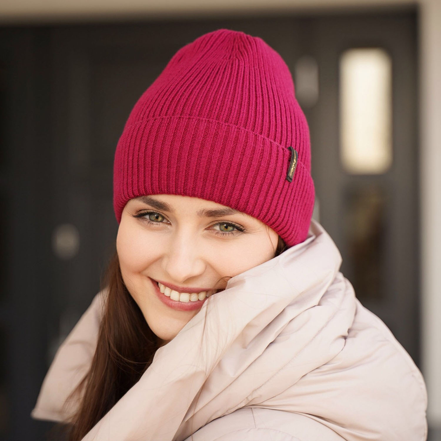 Dames wintermuts, blauw, 100% Merino Wol, Megan