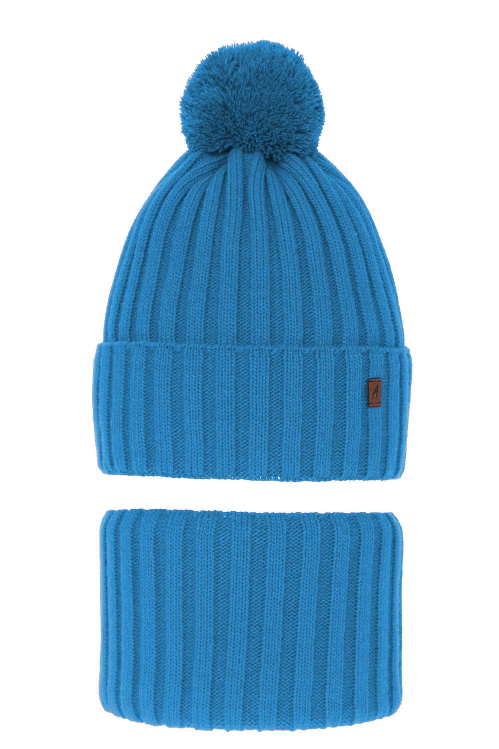 Jongens winter set muts en sjaal, blauw, met garen pompon, Wiliam