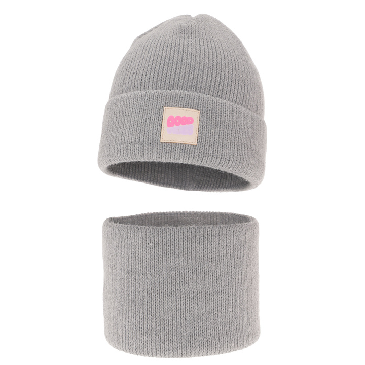 Ensemble d'hiver fille: bonnet et snood, gris, Josephin