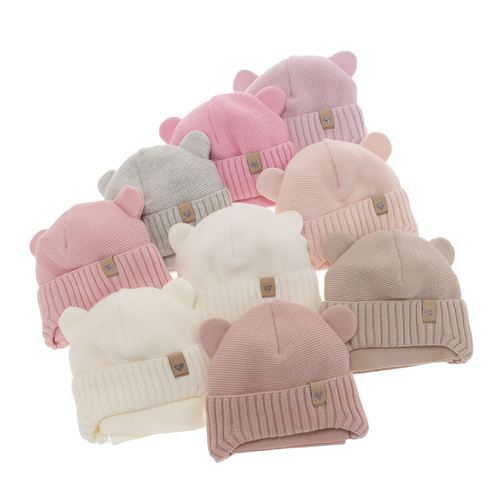 Ensemble d'hiver fille: bonnet et écharpe, blanc, avec liens, Alice