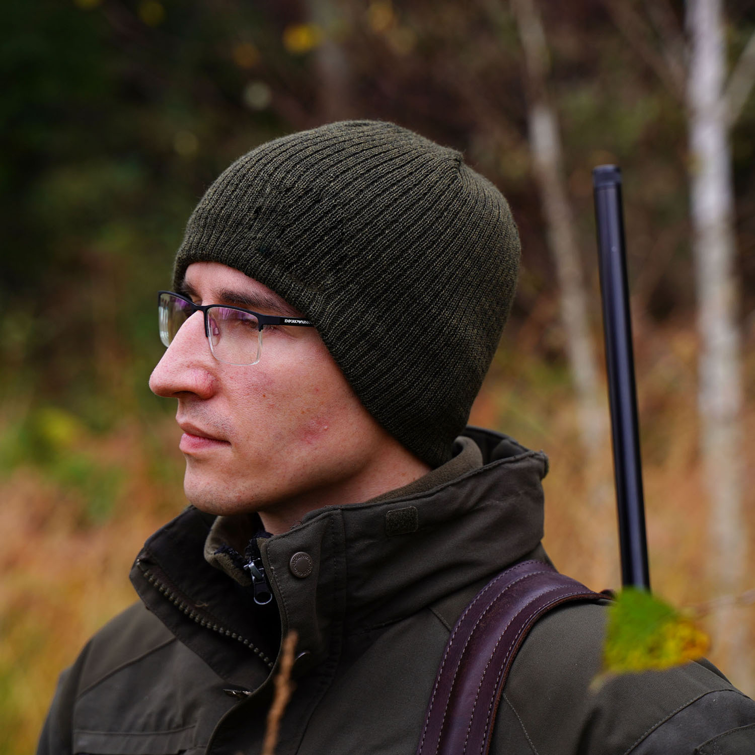 Heren wintermuts, Oranje, Met merinowol, Gevoerd met katoen, Bird