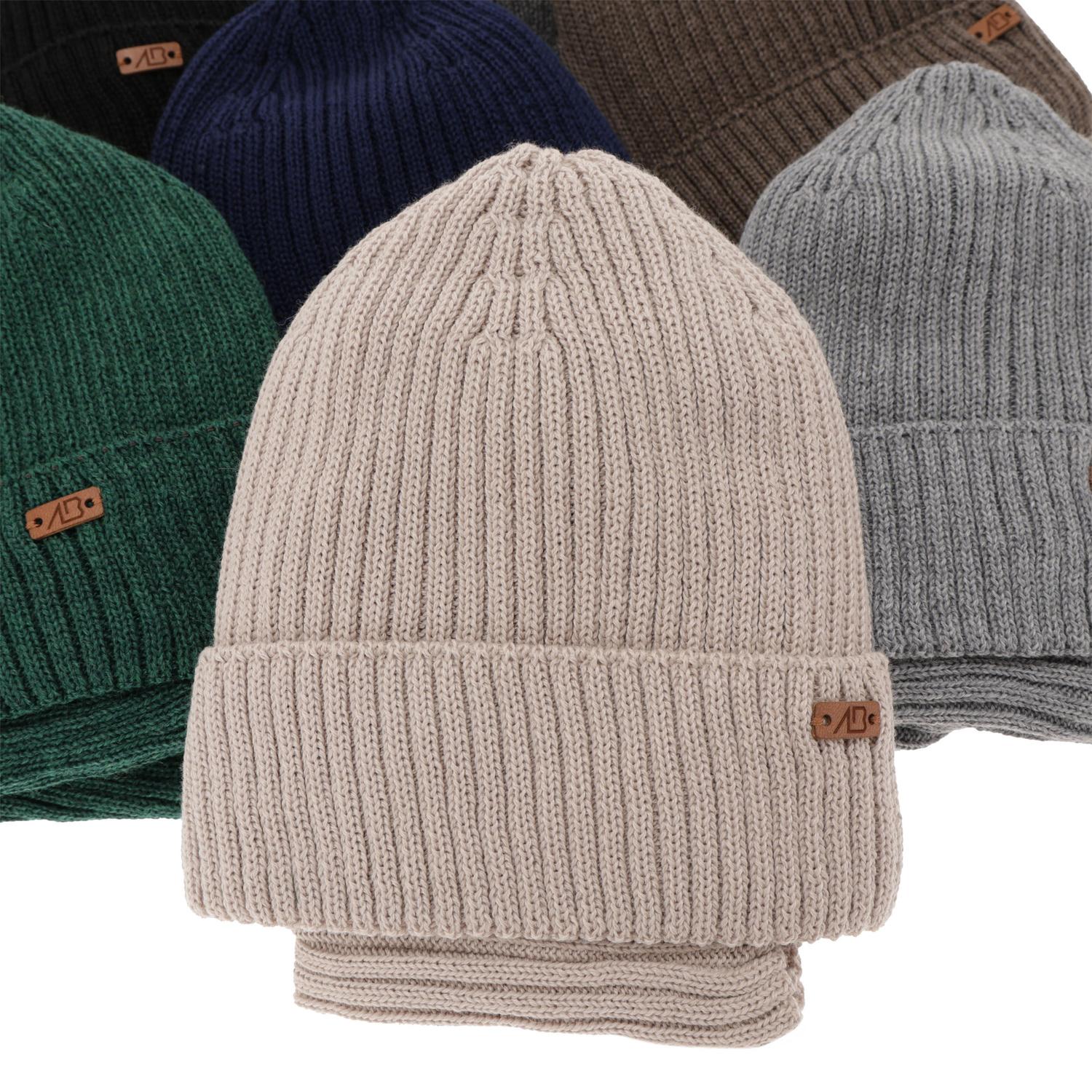 Ensemble d'hiver garçon: bonnet et snood, brun, avec laine mérinos, doublé de polaire, Palermo