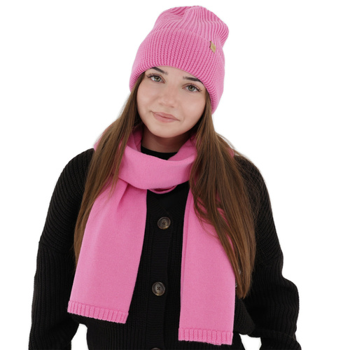 Dames wintersjaal, roze, 100% Merino Wol, Elonia