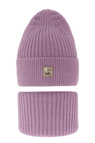 Ensemble d'hiver fille: bonnet et snood, violet, Georgina