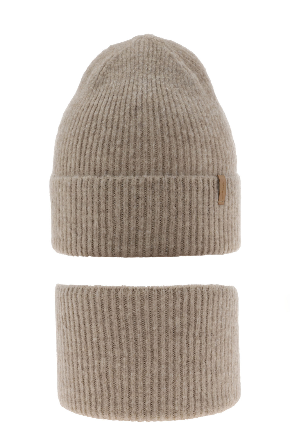 Ensemble d'hiver fille: bonnet et snood, beige, Edila