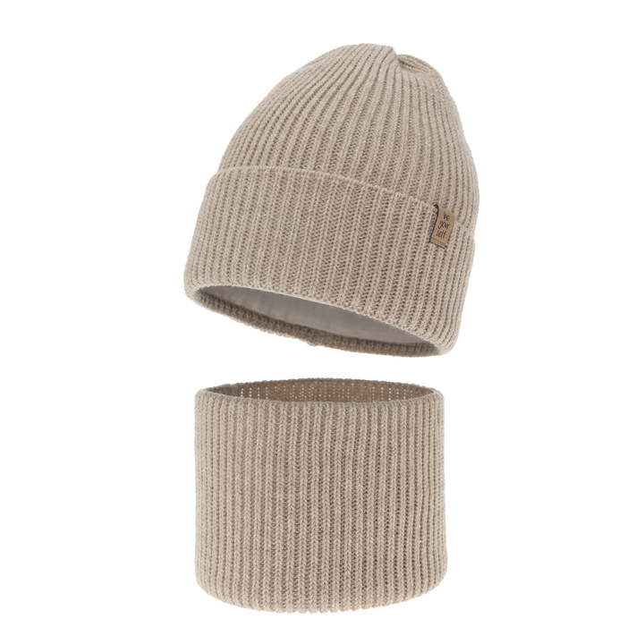 Ensemble d'hiver fille: bonnet et snood, beige, Edera