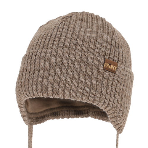 ongens wintermuts, met bindkoorden, met merinowol, bruin, Puser