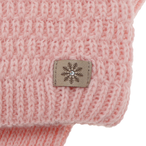 Ensemble d'hiver fille: bonnet et snood, crème, avec pompon, Germina