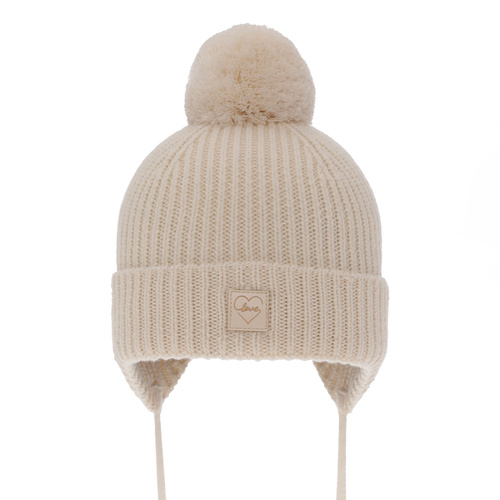 Bonnet d'hiver fille, rose clair, avec laine mérinos, doublé de polaire, avec liens, Hakkari