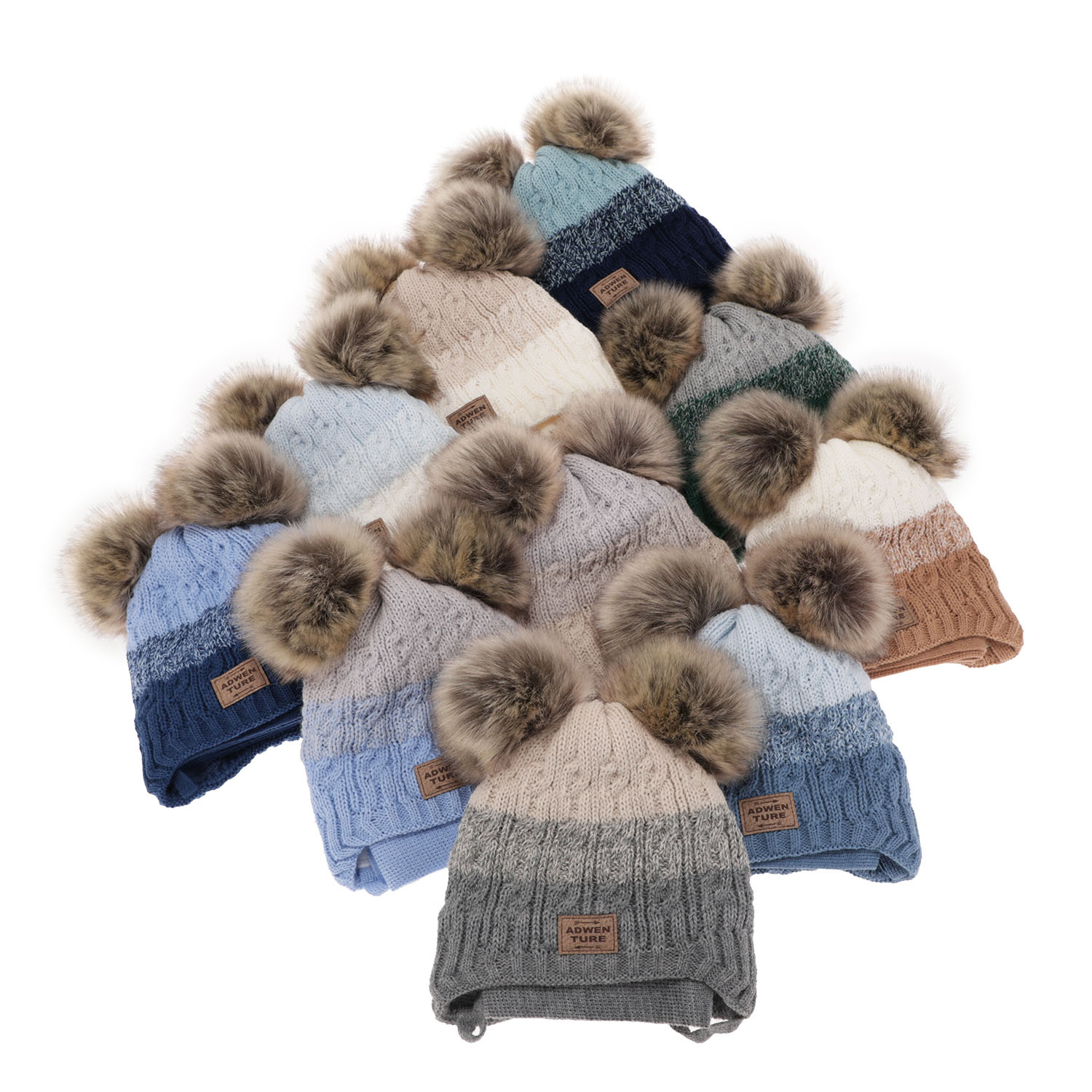 Ensemble d'hiver garçon: bonnet et écharpe, blanc, avec deux pompons, Platon