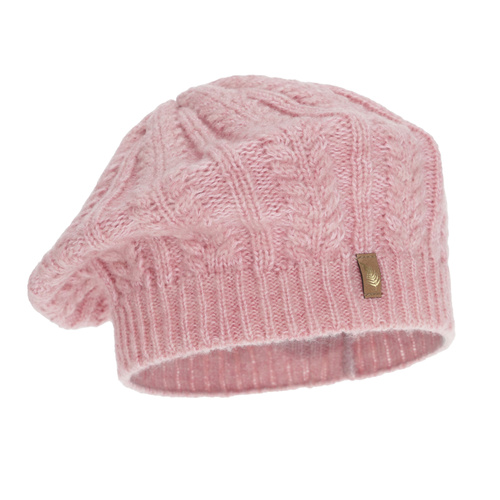 Dames winterberet, winter, roze, met merinowol, Senja