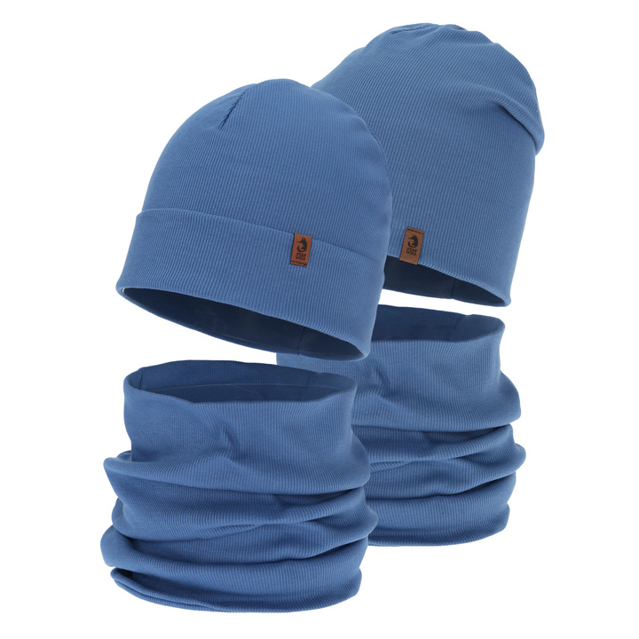 Jongens herfst/lente set (muts en buissjaal), blauw, Amalfi