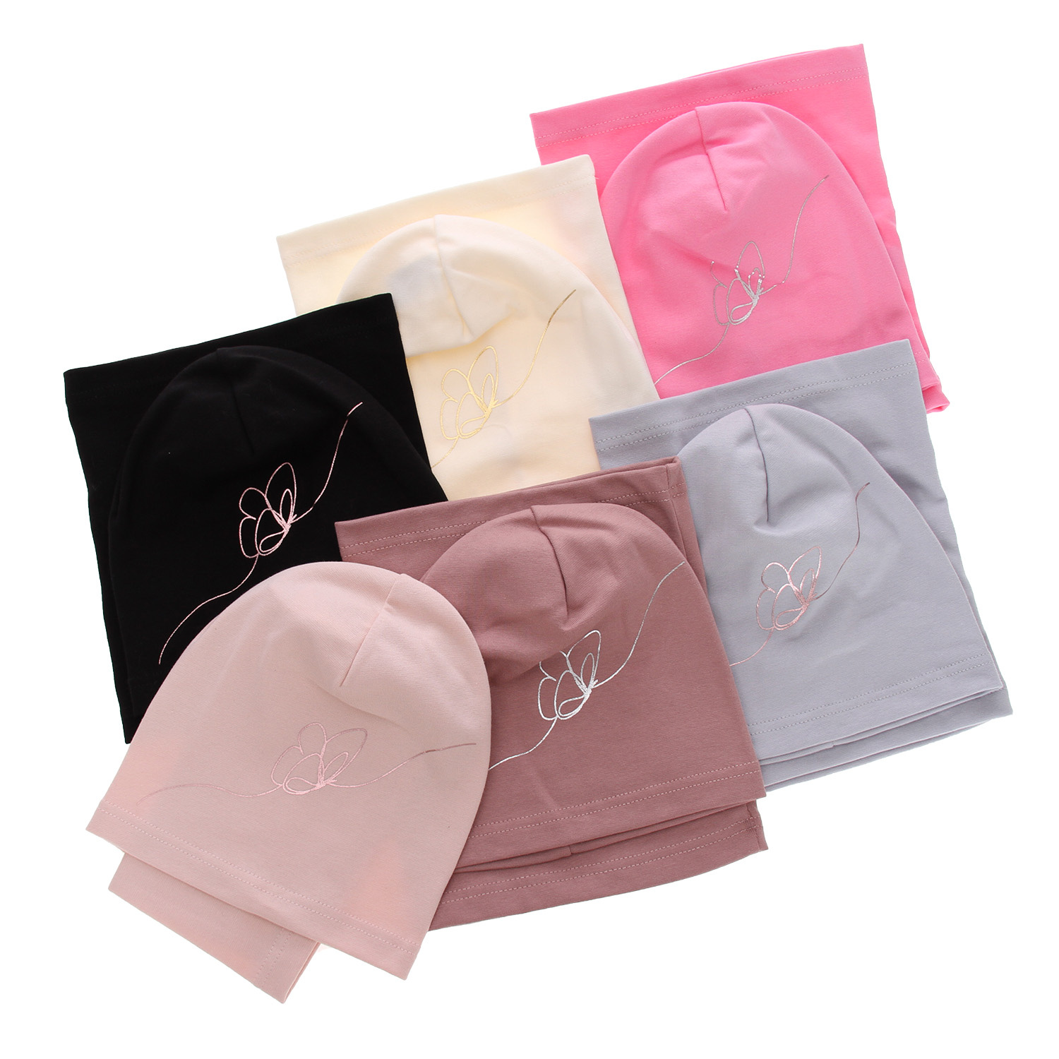 Meisjes herfst/lente set muts en buissjaal, roze, katoenen, Jula