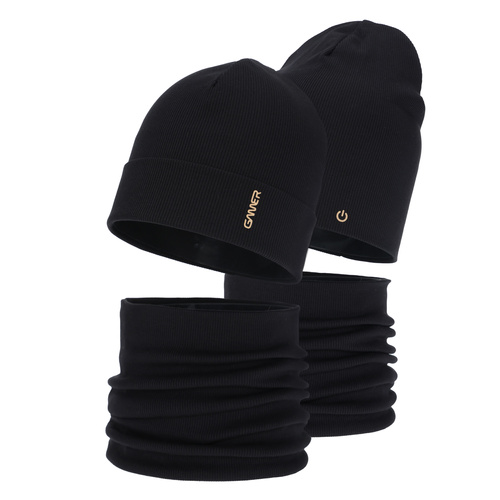 Jongens herfst/lente set (muts en buissjaal), katoen, zwart, Desider