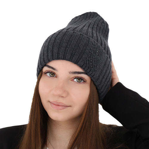 Bonnet d'hiver femme, rose, avec laine mérinos, Ariga