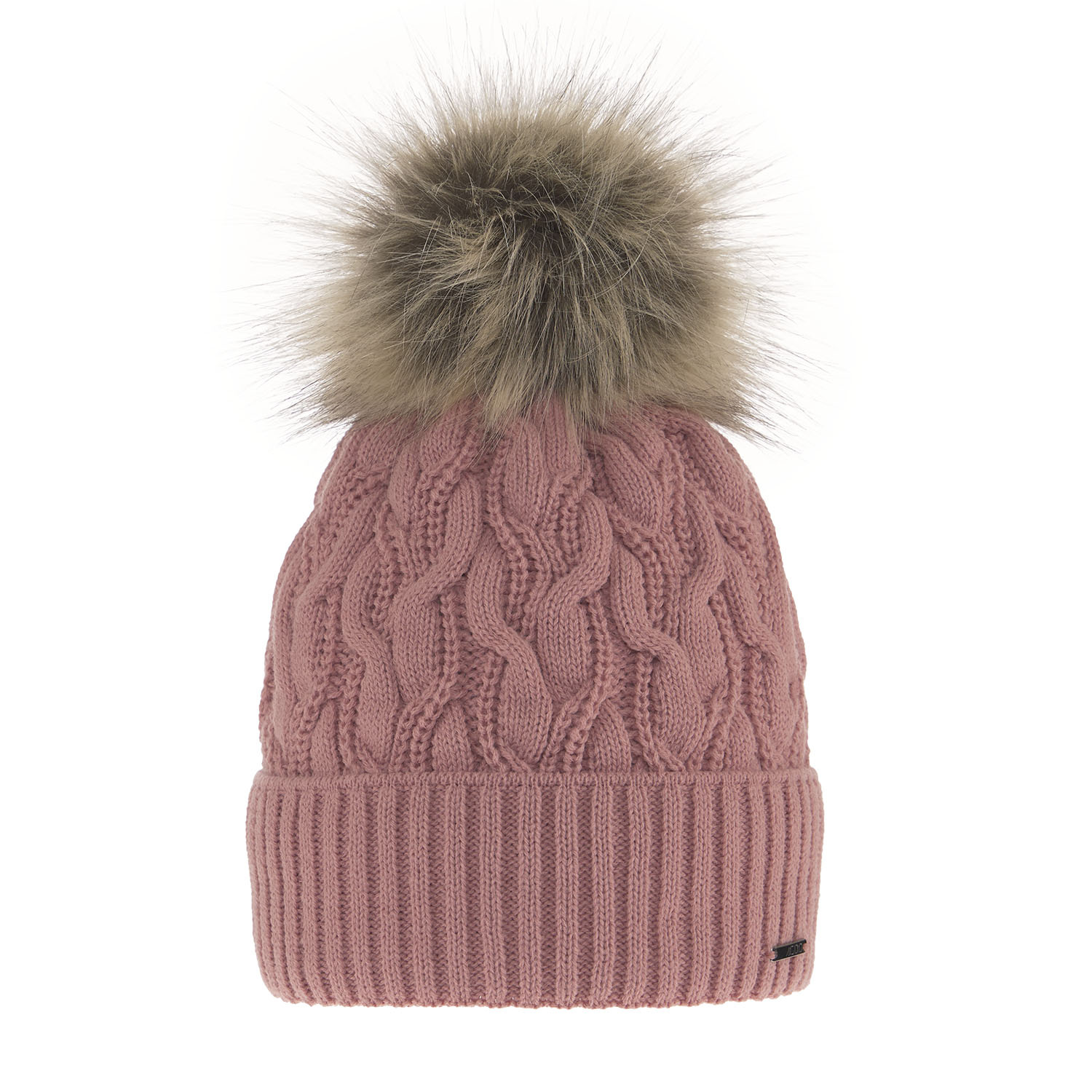 Bonnet d'hiver femme, rose, avec pompon, Deva