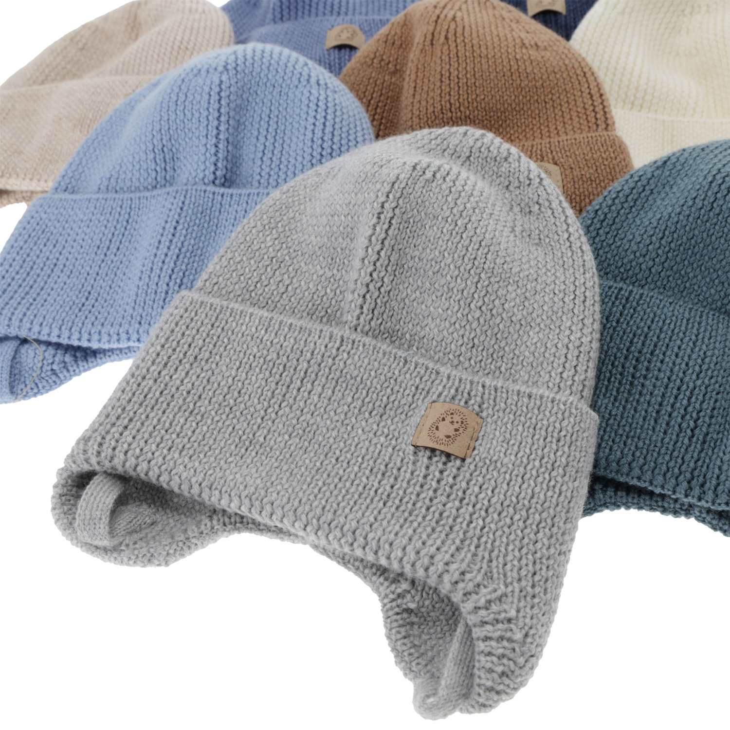 Jongens wintermuts, herfst/lente, crème, 100% Merino Wol, met bindkoorden, Bakadi