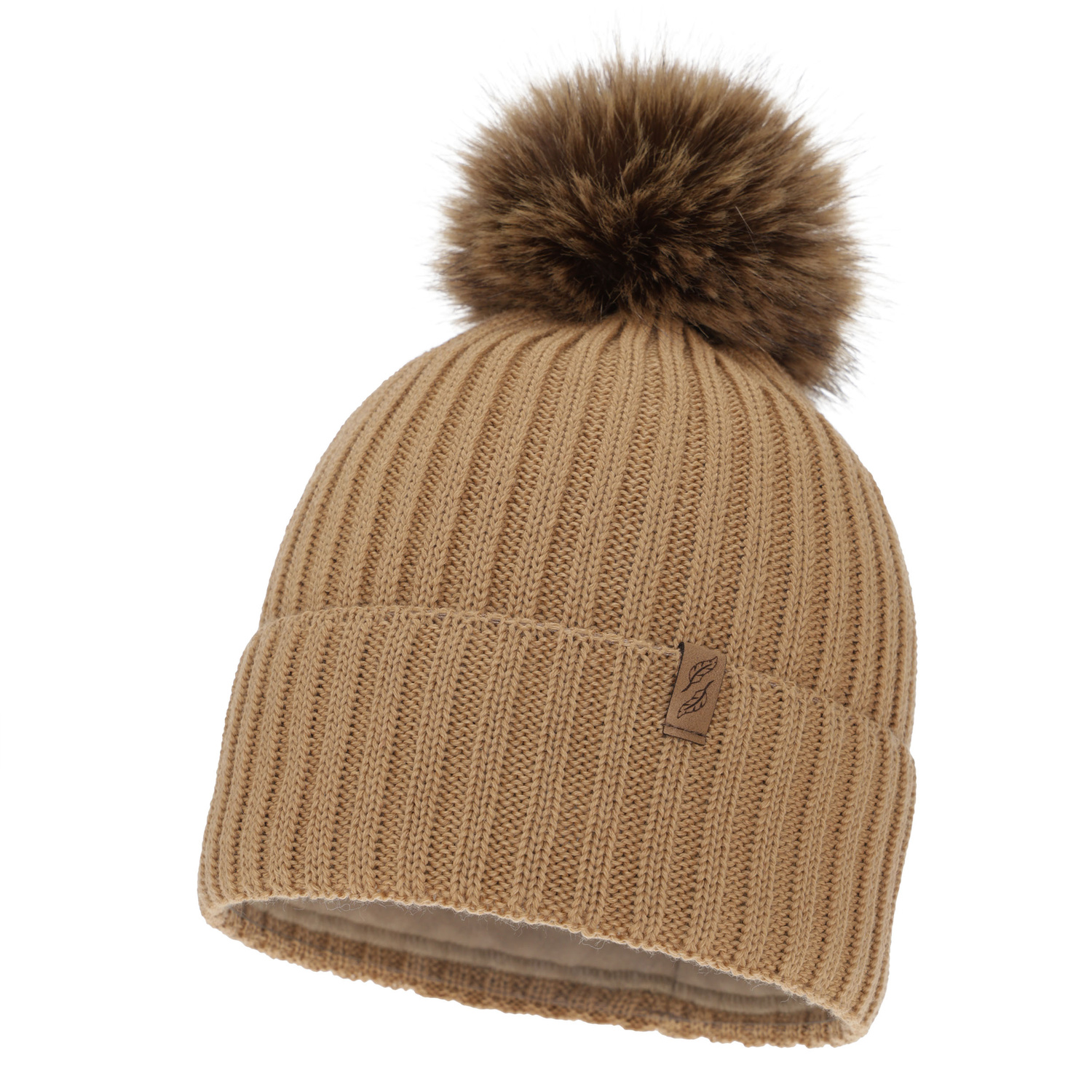 Dames wintermuts, camel, met merinowol, Zamira