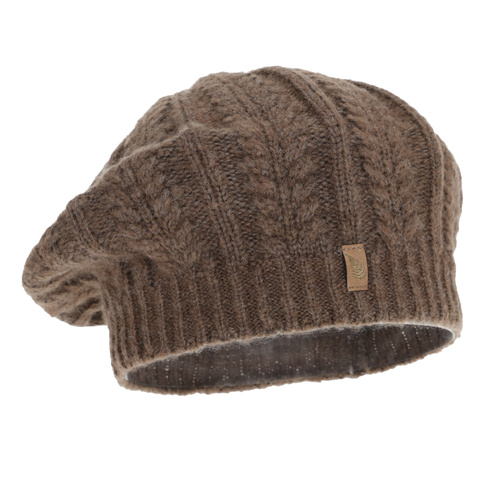 Dames winter beret, bruin, met merinowol, Senja