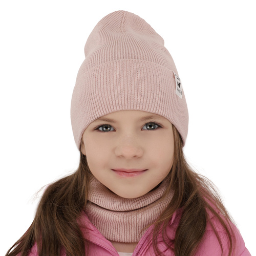 Ensemble automne/printemps fille: bonnet et snood, met katoen, blanc, Leonita