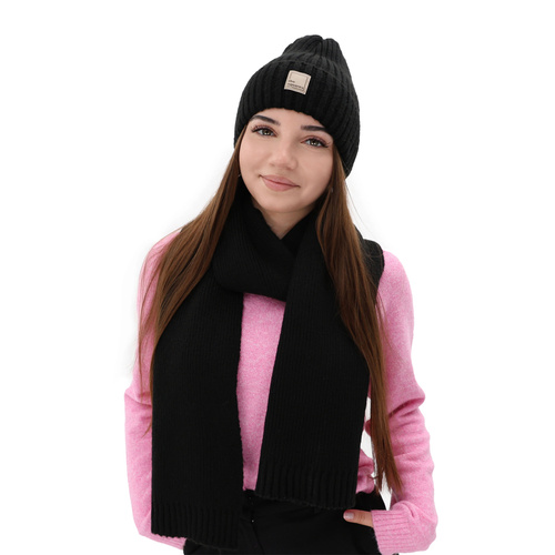 Écharpe d'hiver femme, rose, avec laine mérinos, Loretta