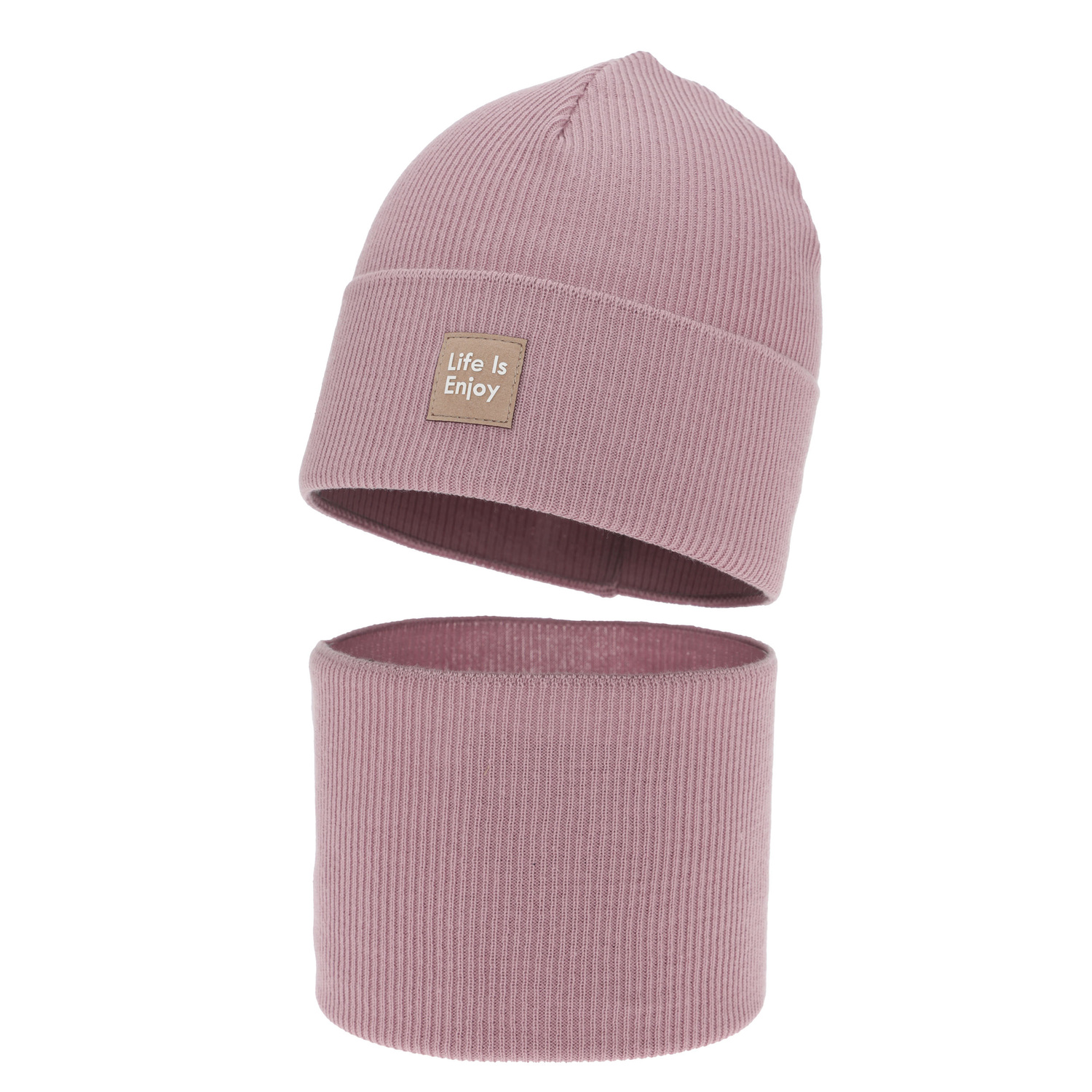 Meisjes herfst/lente set: muts en buissjaal, met katoen, wrzesowy, Zola