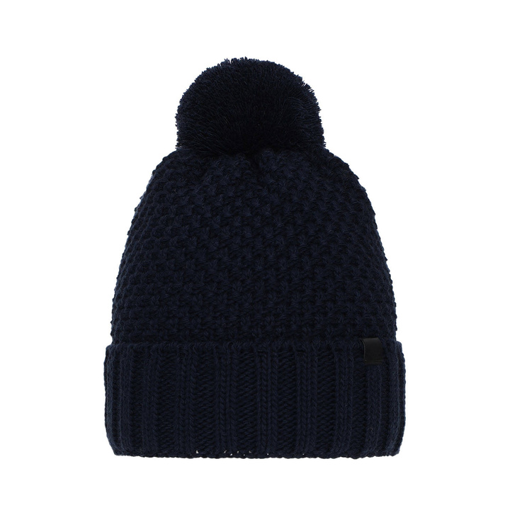 Jongens wintermuts, marineblauw, met garen pompon, Polins