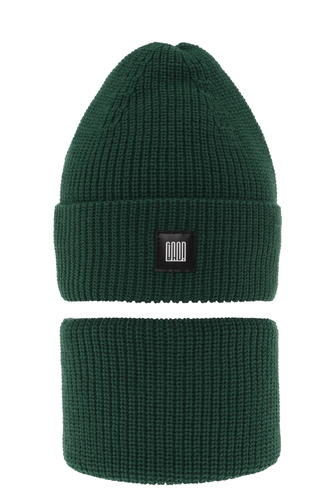 Ensemble d'hiver garçon: bonnet et snood, vert, Amadeo