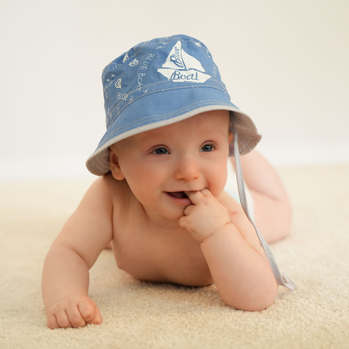 Jongens hoed, herfst/lente, grijs, katoen, Boat