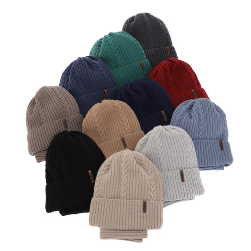 Ensemble d'hiver garçon: bonnet et snood, beige, avec laine mérinos, Wilson