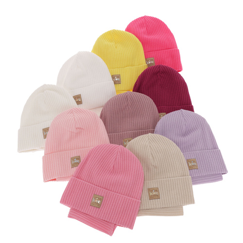 Ensemble automne/printemps fille: bonnet et snood, met katoen, beige, Furora