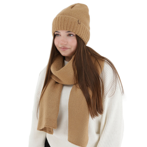 Dames winter set (muts en sjaal), camel, Shasta