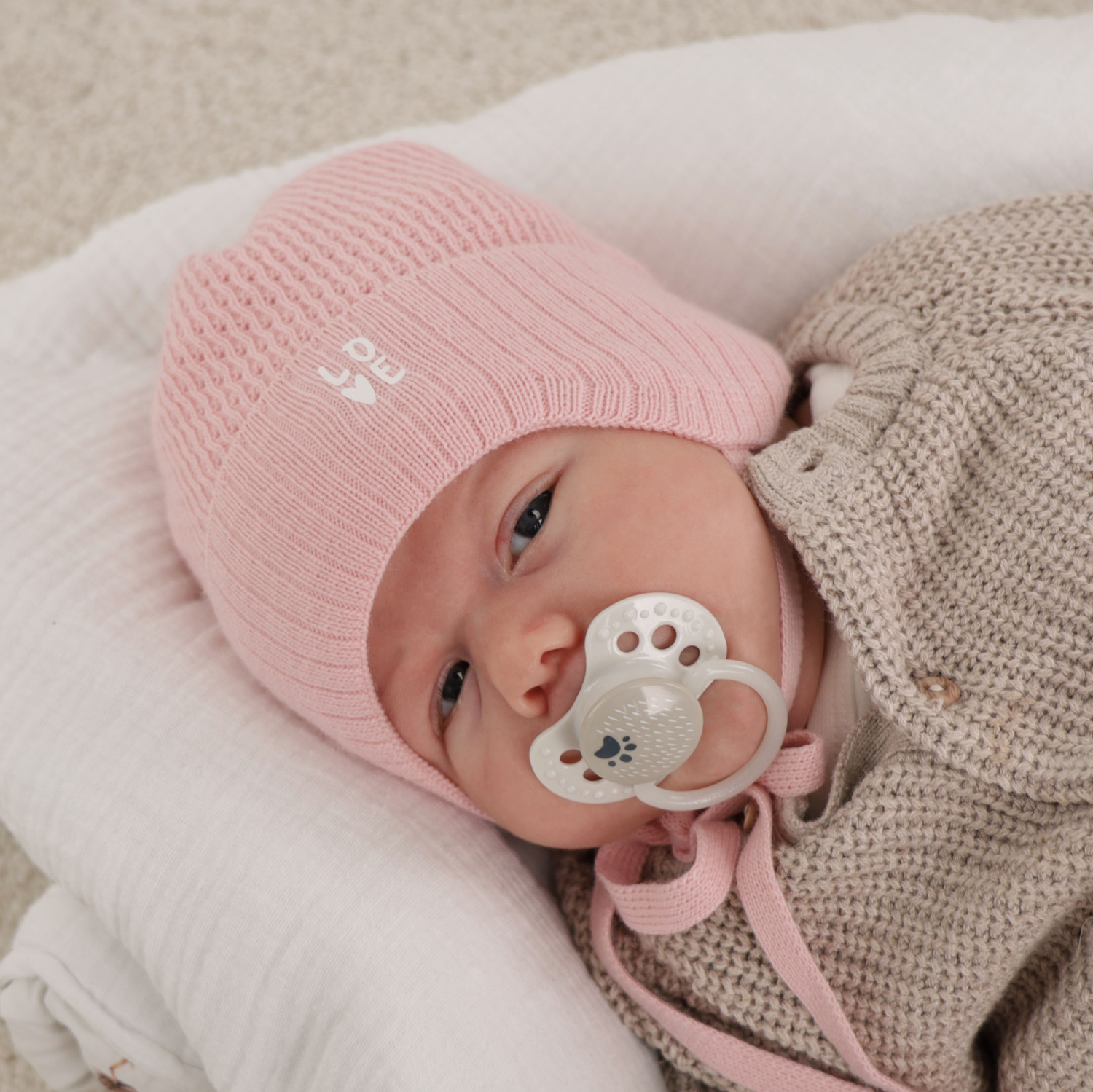 Bonnet automne/printemps fille, rose, avec liens, Camilla