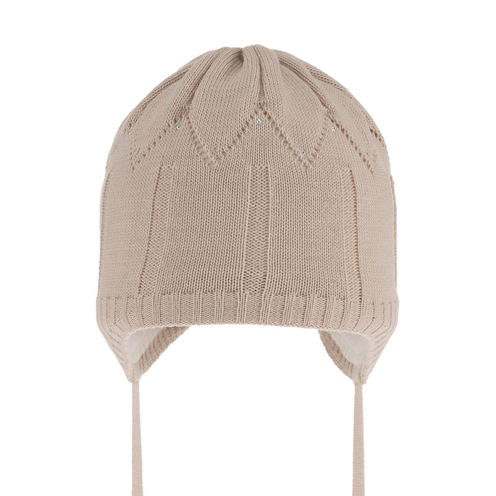 Bonnet automne/printemps fille, beige, avec liens, Mercja