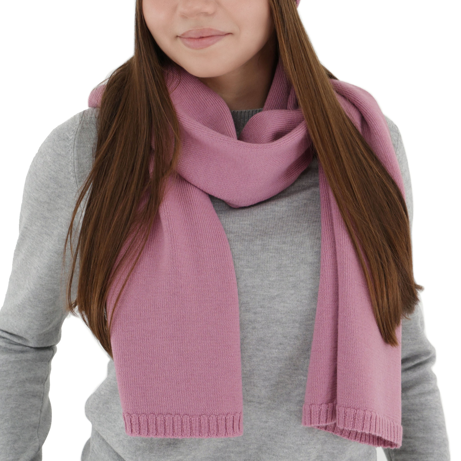 Dames wintersjaal, paars, 100% Merino Wol, Elonia