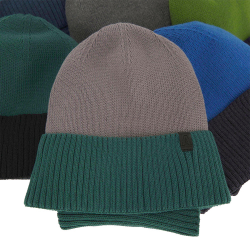 Ensemble automne/printemps garçon: bonnet et snood, met katoen, bleu marine, coton, Tauros