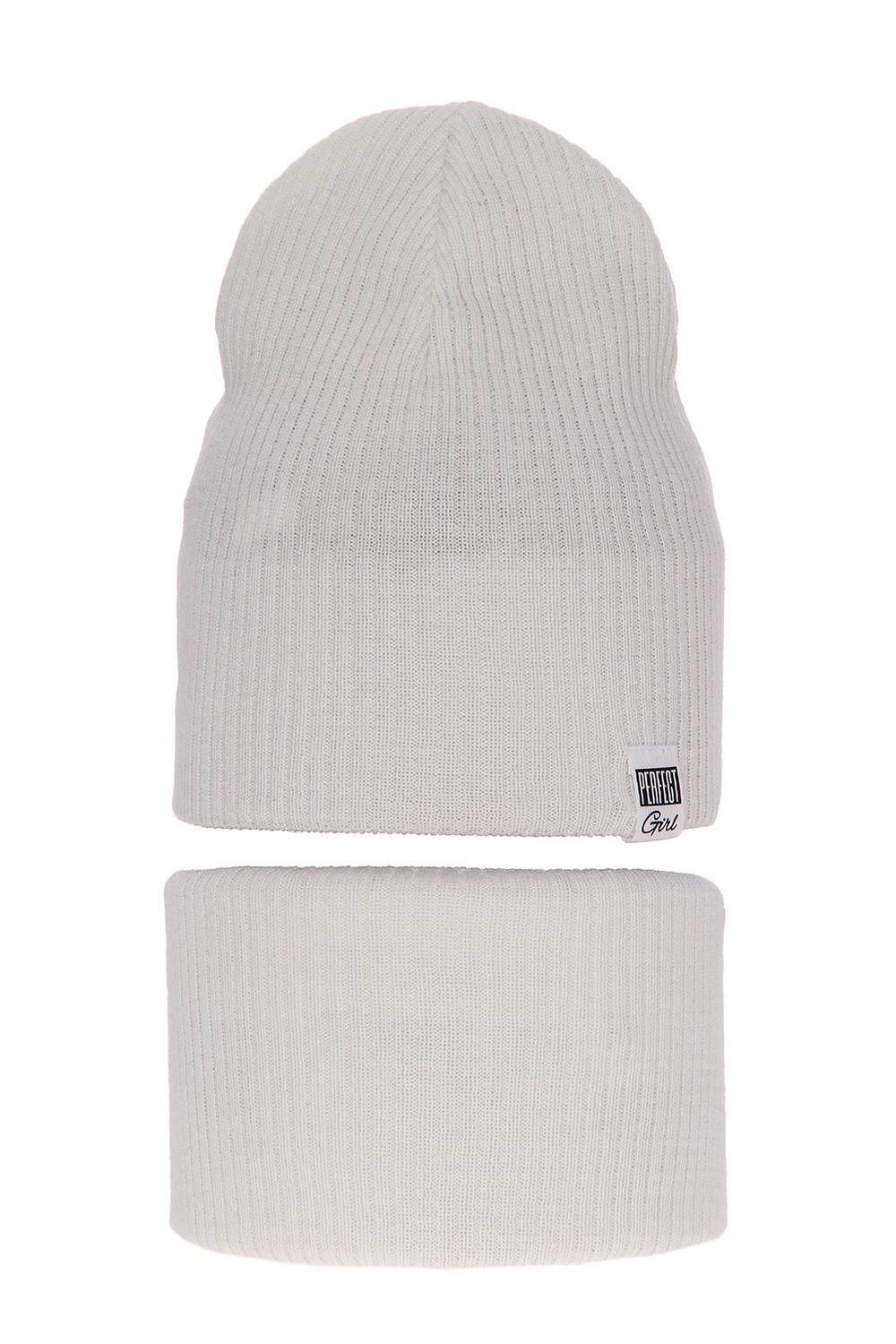 Meisjes herfst/lente set muts en buissjaal, met katoen, kremowy, Farinka