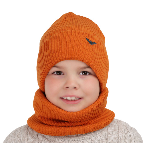 Ensemble d'hiver garçon: bonnet et snood, camel, Romeo