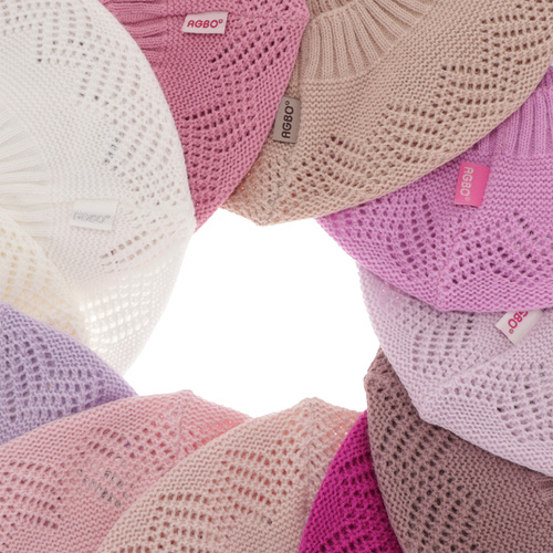 Beret automne/printemps fille, violet, ajouré, Filadelfia