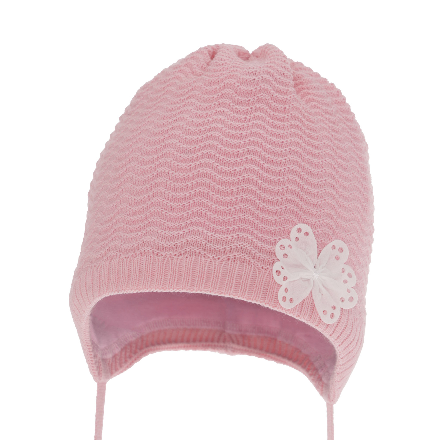 Bonnet automne/printemps fille, rose, avec liens, Madelin