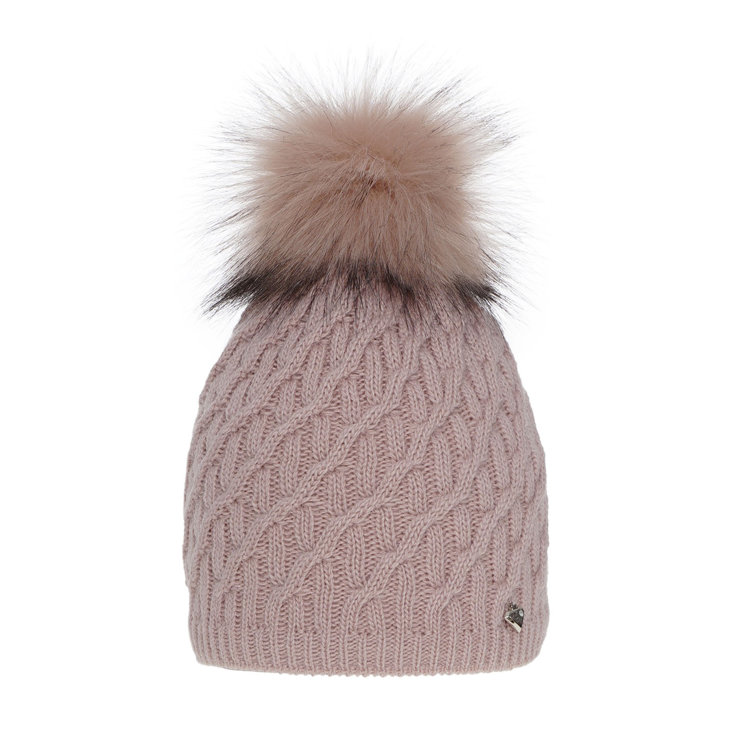 Dames wintermuts, roze, met garen pompon, Kaskada