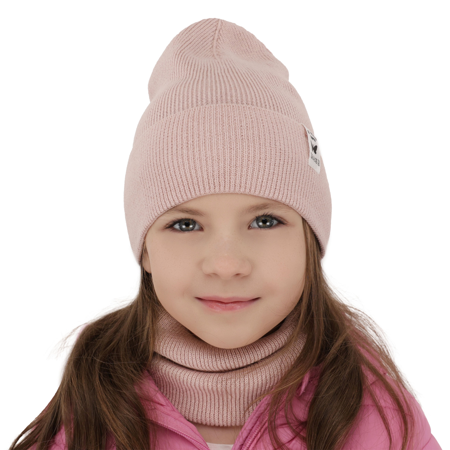 Ensemble automne/printemps fille: bonnet et snood, met katoen, blanc, Leonita
