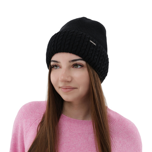 Bonnet d'hiver femme, hiver, rose, avec laine mérinos, Febe