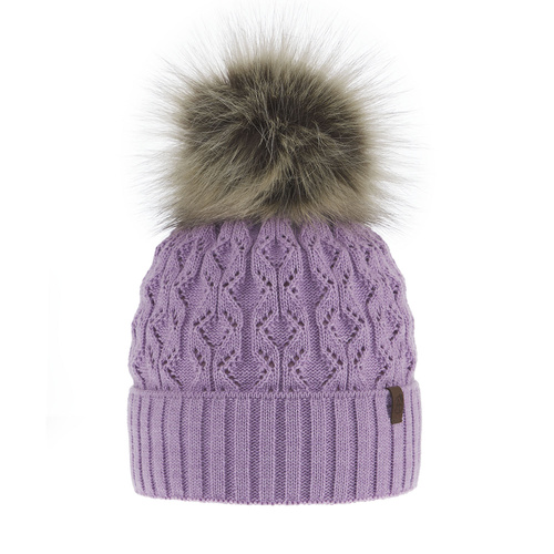 Bonnet d'hiver femme, violet, avec pompon, Katty