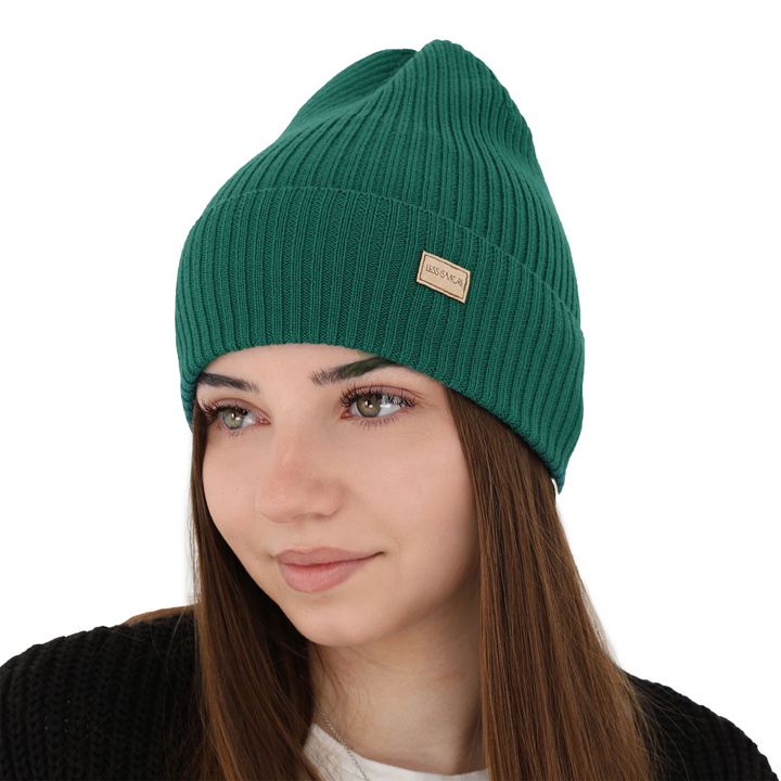 Bonnet d'hiver, automne/printemps femme, vert, avec laine mérinos, Sophie