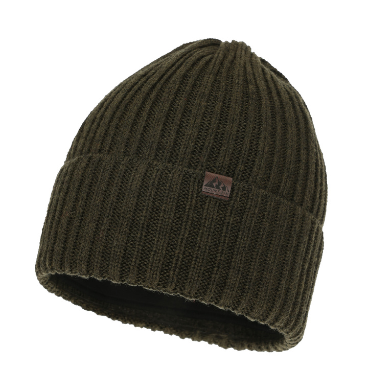 Heren wintermuts, khaki, met merinowol, Huno