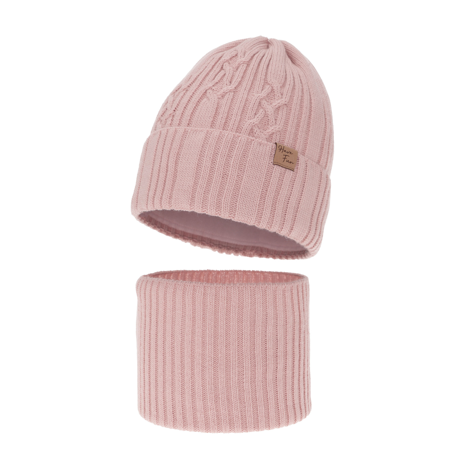 Ensemble d'hiver fille: bonnet et snood, rose clair, Rema